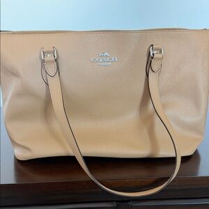 Coach Beige Leather Tote Bag